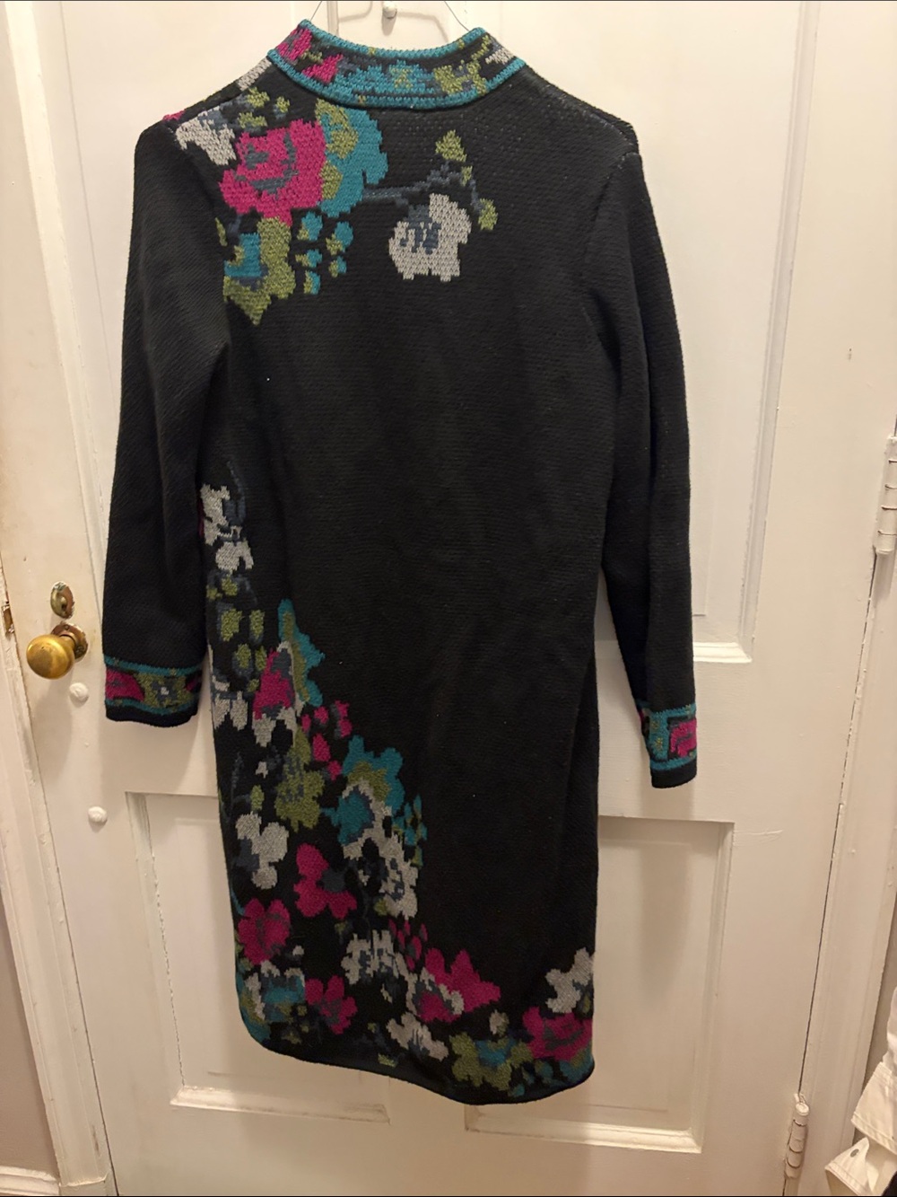 J. Jill Black Sweater Cardigan with Pink, Teal & Lime Floral Pattern - Picture 4 of 4